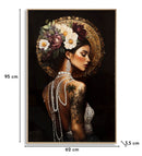 Stampa Dipinta su Tela Laccata Persian con Cornice 62x3,5x92 cm in Abete e Tela e Plastica      