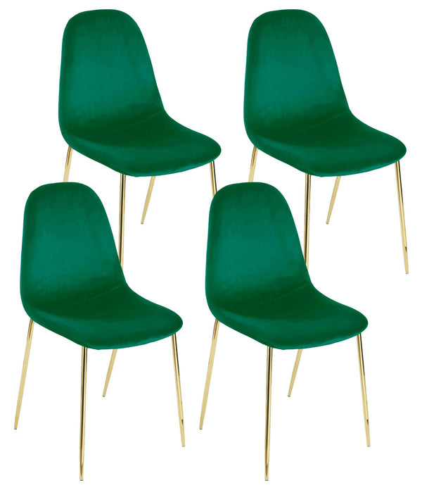 acquista Set 4 Sedie Imbottite 44x55x86 cm in Velluto Verde e Oro