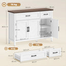 Credenza da Cucina 110x35x80,5 cm con 3 Ante a Fienili 2 Cassetti e 2 Ripiani Regolabili in Legno Bianco      