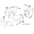 Set Salotto da Giardino Divano 2 Poltrone e Tavolino con Cuscini in Wicker Grigio
