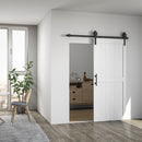 Porta Scorrevole in Stile Country con Binario 91,5x 213,4A cm in Legno e Acciaio Bianco e Nero   