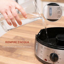 Vaporiera Elettrica Pentola a Vapore 800W a 3 Strati Capacità 9 L con Timer Bianco      