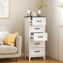 Cassettiera 45x35x106 cm con 5 Cassetti in MDF Bianco e Marrone      