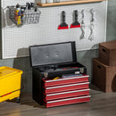 Cassetta Porta Attrezzi 4 Cassetti e Vassoio 51x22x39,5 cm in Acciaio Rosso e Nero