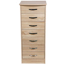Mobile Cassettiera 7 Cassetti Settimino in legno MDF 46x42x116cm Quercia Moderno