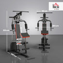 Power Tower Stazione Fitness 135x103x210cm Pesi 65kg Telaio in Acciaio Nero Rosso      