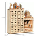 Calendario Avvento di Natale 22x9x30 cm con 12 Luci a LED in Compensato Arancione