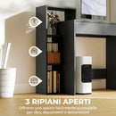 Scrivania PC Moderna 100x40x90 cm con 3 Ripiani Aperti e Cassetto in Legno Nero      