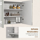 Specchio da Bagno Contenitore con Luce LED 80x15x65 cm Anta Soft Close Dimmerabile a 3 Colori Bianco Lucido      