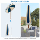 Ombrellone da Giardino Inclinabile Ø213x234 cm a 8 Stecche con Manovella Blu e Beige 