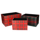 Set 3 Cassetti in similpelle design scozzese rettangolare