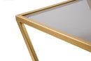 Tavolinetti Z Coppia 40x40x60 cm - 30x30x50 cm in Ferro e Vetro Oro      