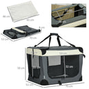 Trasportino per Cani e Gatti Pieghevole 70x51x50 cm 3 Aperture e Cuscino Grigio