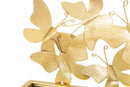 Comodino Mensola Butterflies Coppia 43x19,2x16,5 cm in Ferro e MDF e Specchio Oro      