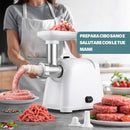 Tritacarne Elettrico Potenza 1000W con Lame in Acciaio Inox e Accessori Bianco      