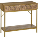 Mobile Consolle Ingresso 99x35x86 cm 2 Cassetti 1 Ripiano in Legno Naturale