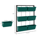 Orto Verticale da Parete a 3 Livelli 52x14x66 cm con 6 Vasi in Acciaio e Plastica Verde      