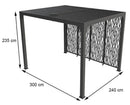 Pergola da Giardino 2,4x3x2,35 m in Alluminio con 4 Pannelli Moucharabieh Grigio Antracite