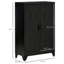 Armadietto 75x33x110 cm a 2 Ante in Stile Industriale in Metallo Nero      