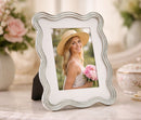 Cornice Elizabeth Celeste 17,5x1,3x22,5 cm in Zinco e Vetro Azzurro e Argento      