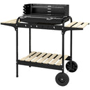 Barbecue a Carbonella 3 Ripiani e Vassoio 103x47x95 cm in Metallo Legno Nera