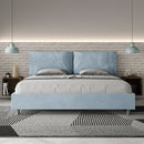 Letto Matrimoniale Imbottito in Microfibra Antea Large Azzurro Varie Misure