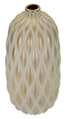Vaso Pepitas Ø22x44 cm in Ceramica Grigio e Oro      