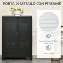 Armadietto 75x33x110 cm a 2 Ante in Stile Industriale in Metallo Nero      