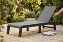 Lettino da Giardino Prendisole 187,5x58x29 cm Reclinabile in 4 Posizione Keter Mallorca Effetto Juta Grafite