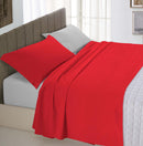 Set Lenzuola Sopra Sotto e Federe Doubleface Rosso/Grigio Chiaro Matrimoniale