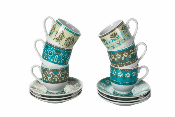Set 6 Tazzine Caffè in Porcellana con Piattino 90 ml Villa d'Este Home Tivoli Cala Jondal sconto