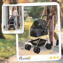 Passeggino per Cani 3 in 1 Pieghevole con Cestino Inferiore Grigio   