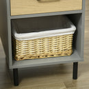 Set 2 Comodini 40x40Px60 cm in Metallo e Truciolato Grigio e Rovere