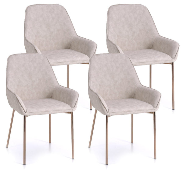 sconto Set 4 Sedie 54x53x89 cm in Similpelle Beige