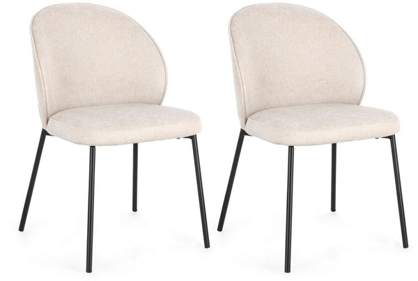 prezzo Set 2 Sedie 54x60x83 cm Wendy in Tessuto Nero e Beige