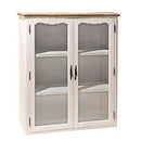 Vetrinetta in Legno 2 Ante 3 Ripiani 90x32,5x114cm Country Bianca