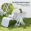 Tavolino da Giardino Pieghevole 76x50x74 cm ad Altezza Regolabile in Metallo e HDPE Grigio Scuro      
