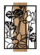 Pannello da Muro Lotus Ferro e Wood 60x2x90 cm in Ferro e MDF Nero e Marrone      