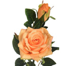 Set 24 Rose X 2 Artificiali con Gambo Corto Altezza 40 cm Arancio