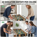 Calcio Balilla 109x77x72 cm Tavolo da Gioco cm con 22 Giocatori Palline e Segnapunti Manuale Rovere e Giallo      