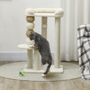 Albero Tiragraffi per Gatti con Lettino 48,5x40x76 cm in Peluche e Iuta Beige 