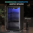 Cantinetta Vino Refrigerata 24 Bottiglie 43x46x74 cm Capienza 68L Temperatura Regolabile 4-16℃ con Vetro Anti UV Nero      