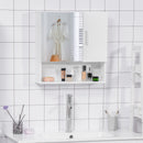 Mobiletto Specchiera da Bagno 2 Ante 1 Ripiano 54x15,2x55,3 cm in Legno Bianco