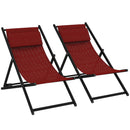 Set 2 Sedie Sdraio Pieghevoli in Alluminio 100x60x85 cm  Rex Rosso