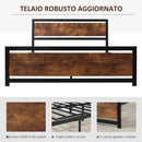 Struttura Letto Matrimoniale 160x200 cm in Acciaio con Doghe Integrate Nero e Marrone Rustico