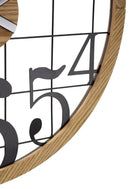 Orologio da Muro Numbers 60x2,5x60 cm in Ferro e MDF Nero e Marrone      