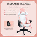 Sedia da Gaming Reclinabile 155° con Poggiatesta e Supporto Lombare 69x54x125-132,5 cm in Similpelle Rosa