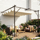 Pergola Addossata 3x3 m con Tetto Scorrevole e Fori di Drenaggio Crema      