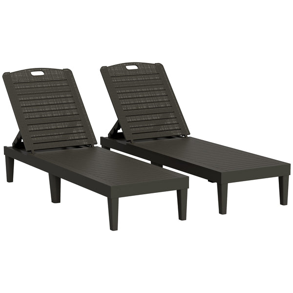 Set 2 Lettini Prendisole con Schienale Regolabile Effetto Rattan a Doghe Nero prezzo