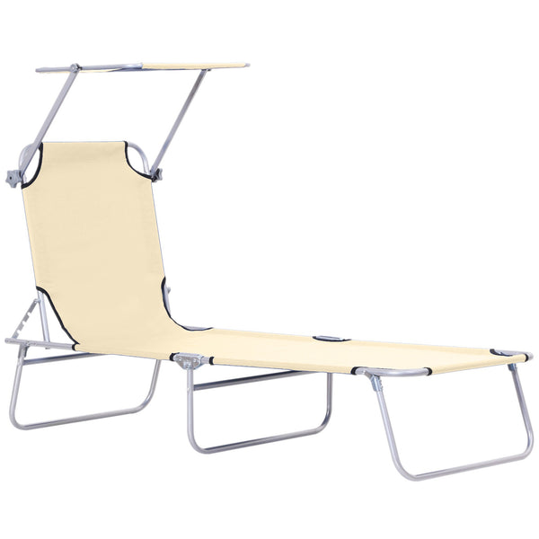 online Lettino Prendisole da Giardino Pieghevole 187x58x36 cm in Metallo e Tessuto Oxford Beige